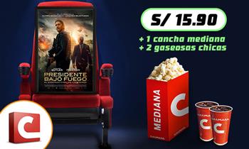 Combo Cinemark cancha mediana 2 gaseosas chicas