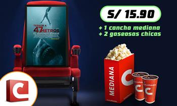Combo Cinemark cancha mediana 2 gaseosas chicas