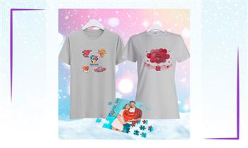 2 polos blancos personalizados para varon y dama 1 rompecabezas - 2G