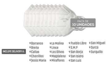 Pack de 10 mascarillas kn95 de 5 capas con Delivery en 24 horas