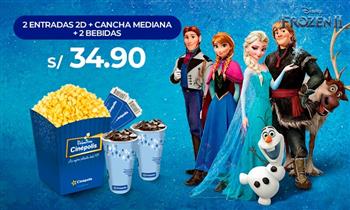 Cinepolis S/ 3490 por 2 entradas 2D pop corn mediano 2 bebidas de 16 oz