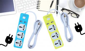 Extension colorida domestica 3 tomas y USB 2m ¡Incluye delivery!