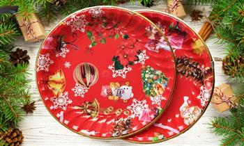 3 platos redondos de melamine navideños ¡Incluye delivery a 31 distritos!