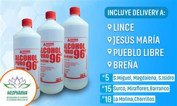 Frasco de Alcohol al 96% de 500ml o 1 LT ¡Incluye delivery!