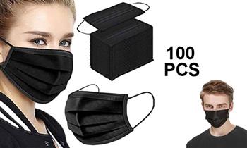 100 unidades 2 cajas de mascarillas de 3 pl NEGRAS con ajuste nasal¡Delivery en 24hrs!