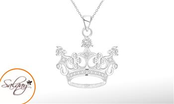 Collar dije de corona bañados en plata 925