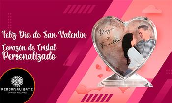 Corazon de cristal personalizado foto grabada full color con un estuche son proteccion