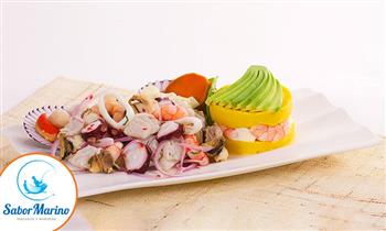 Duo marino a eleccion Ceviche pescado Arroz con mariscos Tequeños cangrejo y mas