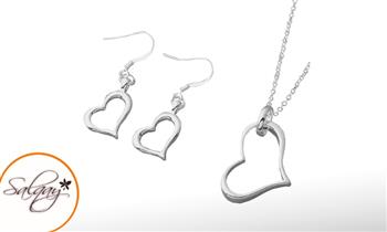 Set Corazon que incluye Cadena dije aretes bañados en plata 925