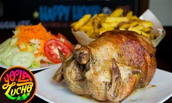 1 Pollo a la brasa 1/2 pollo Chaufa Papas tequeños Gaseosa de 15Lt