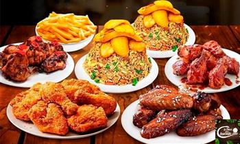 Alitas anticucheras broaster diablas bbq Chaufa papas fritas