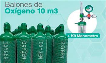 ¡Incluye delivery! Cilindro para Oxigeno de 10m3 valvula capuchon Manometro y mas