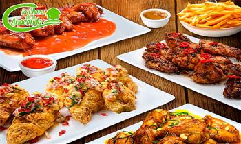 Barra libre de Alitas Refil de Papas y mas Salsa bbq Broaster Asiatica y selvatica
