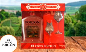 Pack Porton 750ML Mosto Verde Quebranta 2 Copas pisqueras de 3 onzas ¡Incluye delivery!