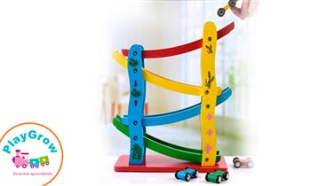 Pista de carreras de madera 4 carritos con Playgrow