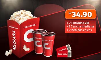 2 Entradas 2D cancha mediana 2 gaseosas chicas (Muestra el cupon desde el movil)