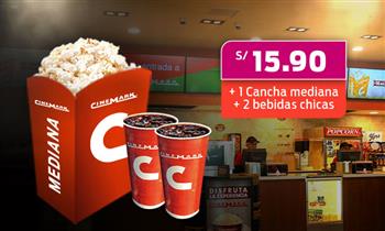 Combo Cinemark cancha mediana 2 bebidas chicas