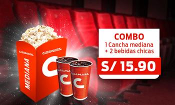 Combo Cinemark cancha mediana 2 bebidas chicas