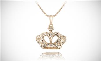 Collar dije de Coronita enchapado en Oro Blanco u Oro Rosa