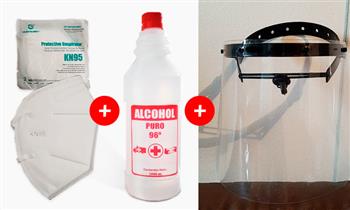2 mascarillas KN95 alcohol de 1Litro delivery con Cron