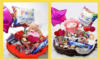 Arreglo para regalo con globos dulces peluches fotos y mas