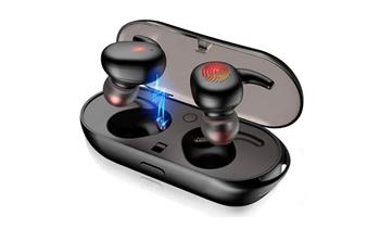 Handsfree Bluetooth 50 TWS T2C con base de carga portatil resistente al sudor