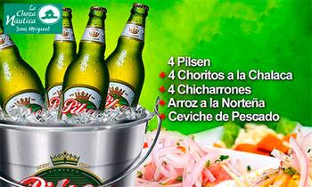4 Pilsen Chorizos Arroz a la norteña Chicharron de pescado Cebiche de pescado