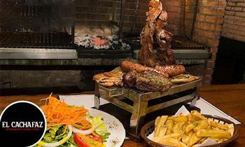 ¡Para 2! parrilla doble 2 copas de vino o refresco ilimitado en El Cachafaz