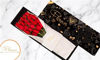 Caja de 24 hermosas rosas rojas premium con Florever Peru