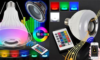 Foco Led a control remoto parlante para reproducir musica con “Bluetooth”