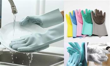 Par de guantes de Silicona tipo Esponja para lavaplatos cocina