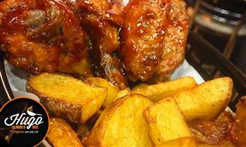 Alitas BBQ papas nativas a las finas hierbas