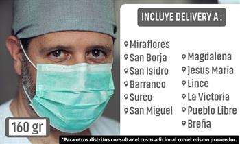 Pack 12 unidades de mascarillas 3 pliegues planas de 160 gr¡Incluye delivery!