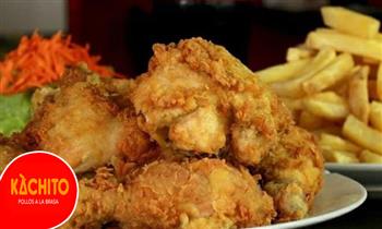 Mega Broaster con 8 piezas estilo criollo papas fritas ensalada gaseosa 15lt