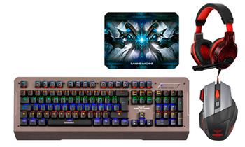 Combo N 1 Gamer 4 en 1 (Teclado Mouse Audifono y Pad Mouse) con Compu geek