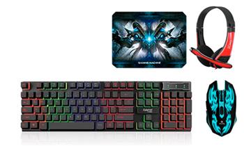 Combo N 10 Gamer 4 en 1 (Teclado Mouse Audifono y Pad Mouse) con Compu geek
