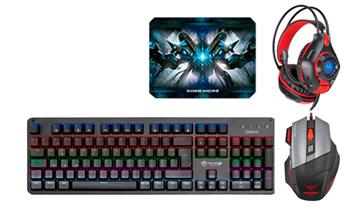 Combo N 1 Gamer 4 en 1 (Teclado Mouse Audifono y Pad Mouse) con Compu geek