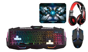 Combo N 5 Gamer 4 en 1 (Teclado Mouse Audifono y Pad Mouse) con Compu geek