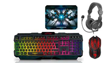 Combo N 9 Gamer 4 en 1 (Teclado Mouse Audifono y Pad Mouse) con Compu geek