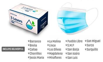 Caja de 50 mascarillas de 3 capas importadas con certificacion CE y FDA