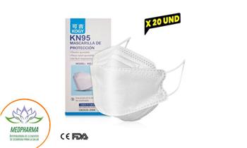 Caja de 20 KN95 Kogy 5 capas FISH 3D empaque individual Blancas ¡Incluye delivery!