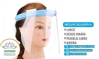 Visor facial acrilico protector con 2 micas de repuesto ¡Incluye delivery!