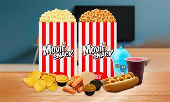 ¡Combo Pareja! 2 Popcorn 2 cremoladas 1 hot dog 1 nachos 1 churros ¡Cine en casa!