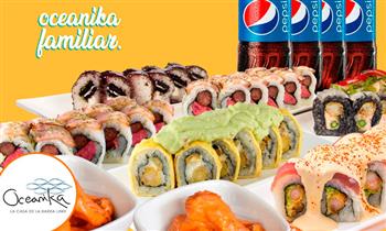 ¡Banquete familiar de makis! 6 Tablas Alitas BBQ 4 bebidas