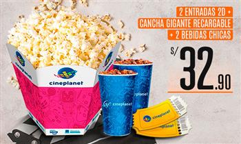 Cineplanet 2 entradas 2D Combo recargable - Cuponidad