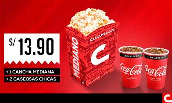 Cinemark Cancha mediana 2 gaseosas chicas (Muestra el cupon desde tu celular/ valido para cualquier pelicula)