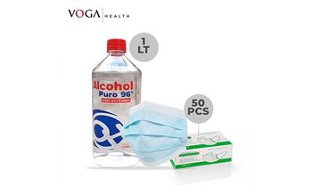 Super Pack 1L de Alcohol de 96° Caja de 50 Mascarillas 3 pliegues y delivery