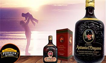 Botella de Whisky Sandy Mac by Old Parr labrado en bajo relieve con mensaje foto y mas