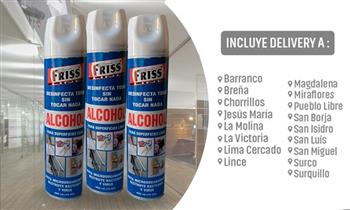 3 Latas de Alcohol en aerosol limpia superficies delivery