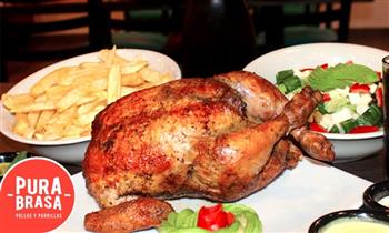 1 pollo Pura brasa papas ensalada gaseosa a eleccion